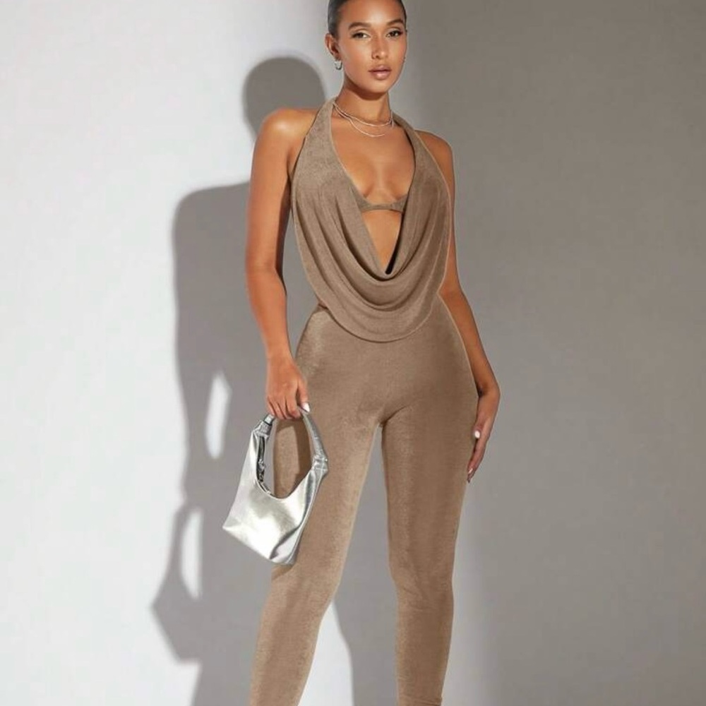 Shein Elegant Tan Jumpsuit